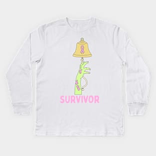 Funny zombie halloween breast cancer chemo bell Kids Long Sleeve T-Shirt
